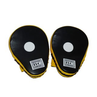 Handpratzen  Boxing Company  , Echtes Leder, 1 Paar Tellerpratzen gelb-schwarz