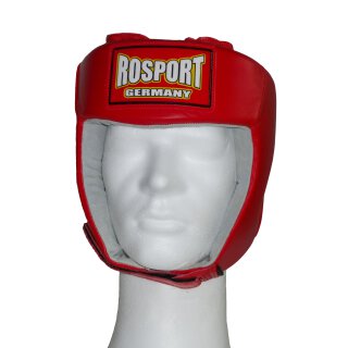 Kopfschutz ROSPORT  , Echtes Leder, Boxen Kickboxen Thaiboxen, rot
