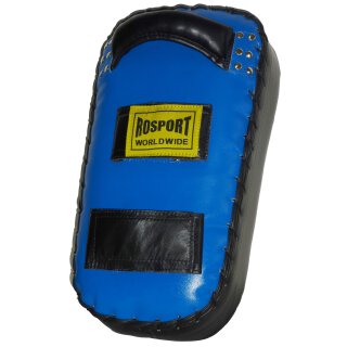 ROSPORT Armpratze Echtes Leder V12  , Thai Kick Pad Pratze Boxen, schwarz-blau