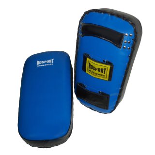 ROSPORT Armpratze Echtes Leder V12  , Thai Kick Pad Pratze Boxen, schwarz-blau