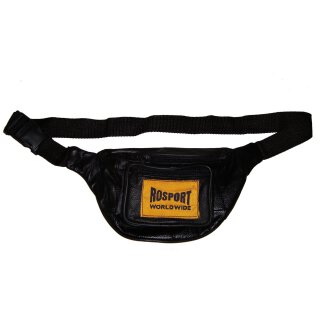 ROSPORT Bauchtasche, echtes Leder schwarz , Patch gelb-schwarz