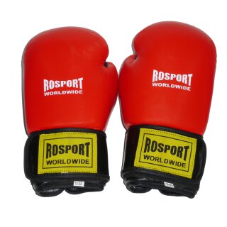 ROSPORT Boxhandschuhe Echtes Leder Knock Out , rot - schwarz, 10 Oz, 12 Oz, 14 Oz , 16 Oz