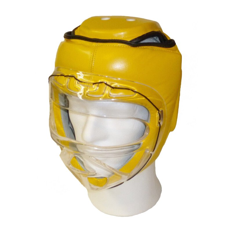 Produktbild von Escrima Kopfschutz Leder - Vollkontakt Helm Mit Metallgitter Für Sparring