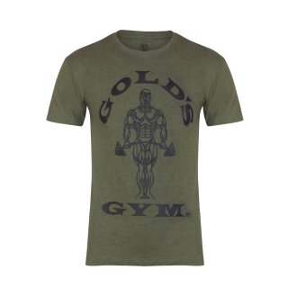 Golds Gym T-Shirt  , Gold´s Gym U.S.A Logo Shirt, Farbe ARMY / Oliv , Muscle Joe