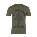 Golds Gym T-Shirt  , Gold´s Gym U.S.A Logo Shirt, Farbe ARMY / Oliv , Muscle Joe