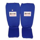 Schienbeinschoner mit Spann Kickboxen, Schienbeinschutz Muay Thai Stoff blau