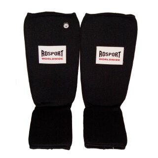 Schienbeinschoner mit Spann Kickboxen, Schienbeinschutz Muay Thai Stoff schwarz