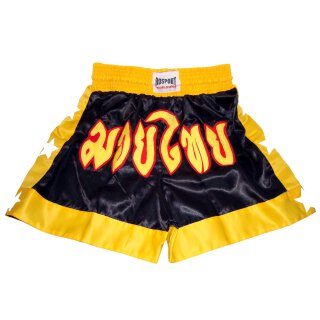 Muay Thai Shorts Short Box Hose Thaiboxen Thaiboxhose ROSPORT Classic gelb/schwarz S