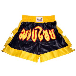 Muay Thai Shorts Short Box Hose Thaiboxen Thaiboxhose ROSPORT Classic gelb/schwarz XL