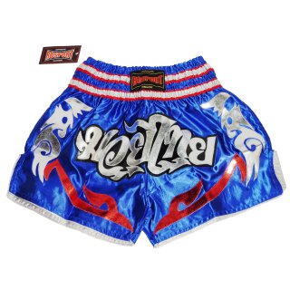 Muay Thai Shorts ROSPORT " Professional " Short Hose Thaiboxhose blau silber rot