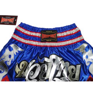 Muay Thai Shorts ROSPORT  Professional  Short Hose Thaiboxhose blau silber rot