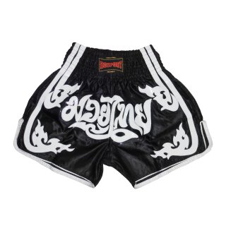 Muay Thai Shorts ROSPORT  Professional  Short Hose Thaiboxhose schwarz - weiss