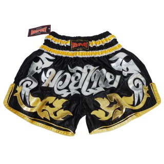 Muay Thai Shorts ROSPORT Professional Short Hose Thaiboxhose schwarz gold silber