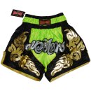 Muay Thai Shorts ROSPORT Professional Short Hose Thaibox   schwarz gold neongrün