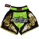Muay Thai Shorts ROSPORT Professional Short Hose Thaibox   schwarz gold neongrün XL