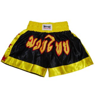 Muay Thai Shorts Short Box Hose Thaiboxen Thaiboxhose ROSPORT Classic gelb/schwarz