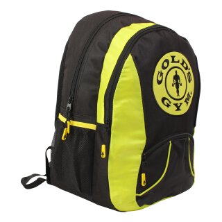 Golds Gym Rucksack, Black / Gold , Backpack , großer Muscle Joe Logo Stick