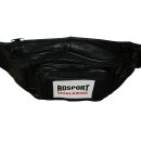 ROSPORT Bauchtasche, echtes Leder schwarz , Patch schwarz-weiss-rot, Modell 2026