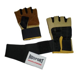 ROSPORT Trainingshandschuhe Fitness Bodybuilding Handschuhe mit Bandage braun