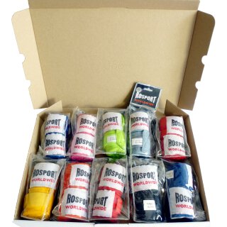 10 Paar Karton Boxbandagen Bandagen Boxen ROSPORT Länge 2,20m Sparpack 220 cm