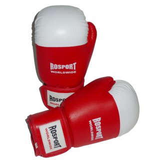 ROSPORT " Target " Boxhandschuhe Echtes Leder, rot weiss,  10 Oz